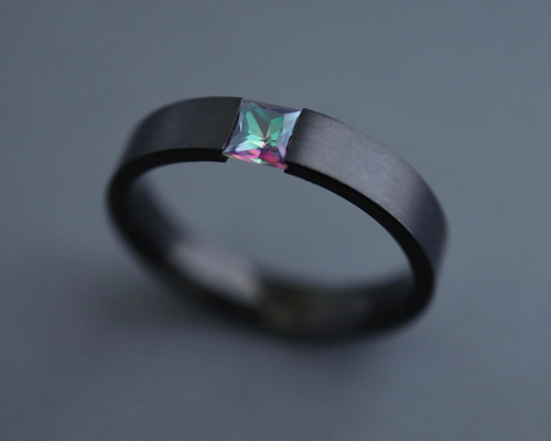 刻印♦︎ミスティックトパーズのブラックリング♦︎天然石♢誕生石