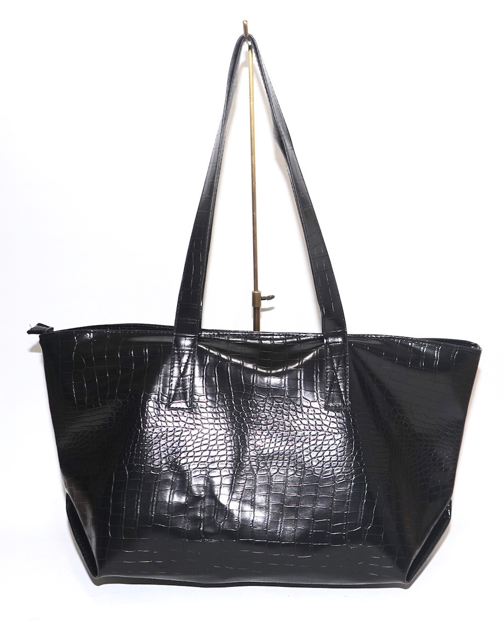 Croco-Touch Big Tote Bag (black) トートバッグ ブラック 黒 上品 きれいめ