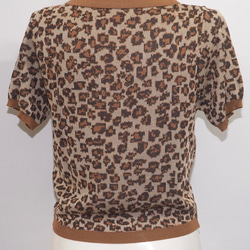 Leopard Knit Polo-Tops (beige) ニットトップス ブラウン 茶色　 レトロ 9枚目の画像