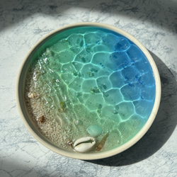 海のお皿 陶器 波紋アート キーケース 老眼鏡 補聴器 キャッシュトレー