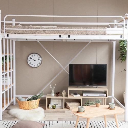 訳あり。ホワイト ロフトベッド階段　シングル Amazon｜Chic ZONE ロフトベッド 階段付き 高さ170cm コンパクト