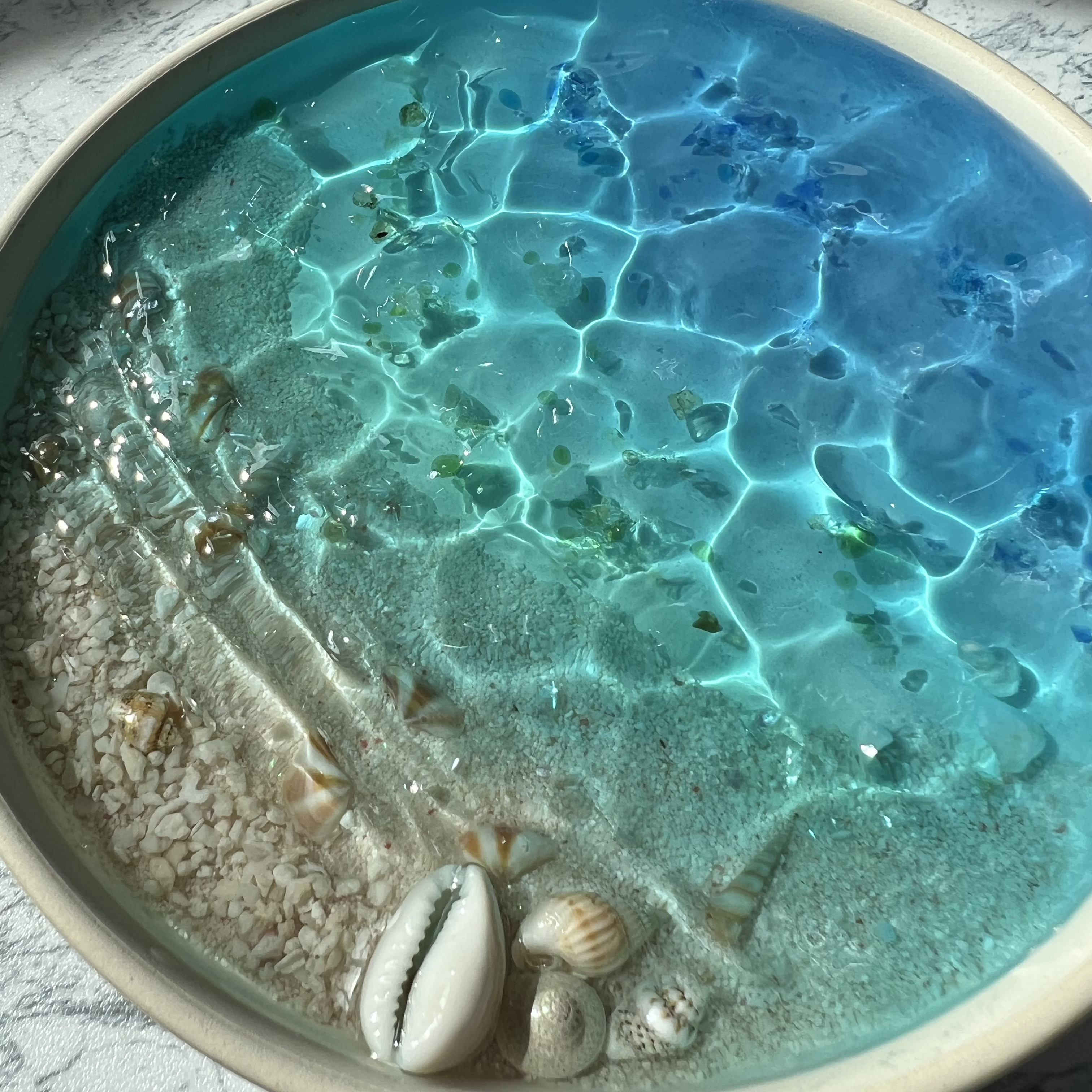 1221】オーシャンアート ティッシュケース 波紋 インテリア雑貨 海の