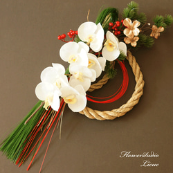 【しめ縄】新作　胡蝶蘭とハナミズキのお正月飾り　しめ縄 3枚目の画像
