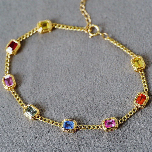 歓喜」K18YG 天然カラーサファイア ブレスレット 上品 成功 誠実 慈愛  