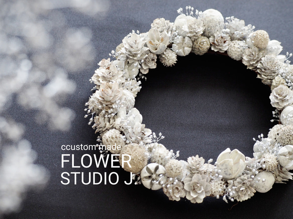 Mini Christmas Wreath / White Wood & Silver 1枚目の画像