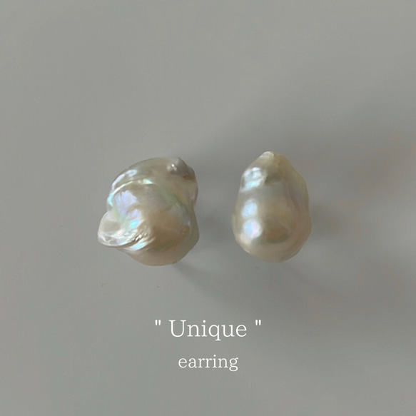 "Unique" earring / バロックパールイヤリング / オイスターパール / 一粒 / 結婚式 / 入園式 1枚目の画像