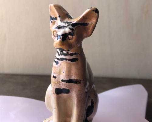 BIG ピクチャージャスパー　絵画碧玉　お座り 猫　天然石　パワーストーン　置物 BIG ピクチャージャスパー 絵画碧玉 お座り 猫 天然石