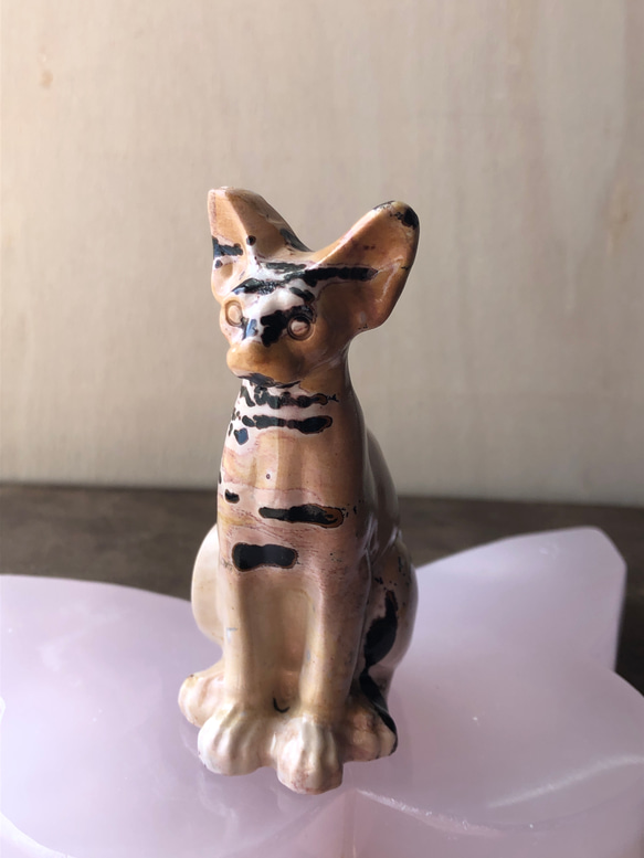 BIG ピクチャージャスパー　絵画碧玉　お座り 猫　天然石　パワーストーン　置物 BIG ピクチャージャスパー 絵画碧玉 お座り 猫 天然石