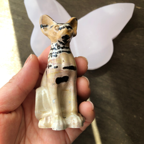 BIG ピクチャージャスパー絵画碧玉お座り 猫天然石