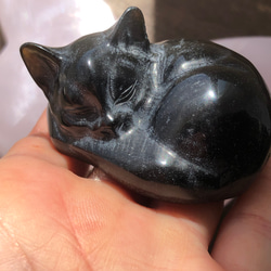 ゴールデンオブシディアンキャット☆猫ちゃん☆瀧川神社で浄化済み☆101g☆60mm 4枚目の画像