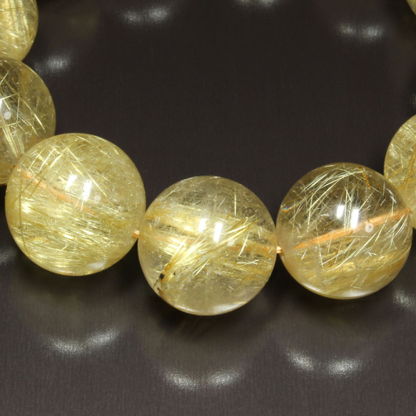 【豪華数珠】１９ミリ 一点物 ゴールドルチル ブレスレット 金針水晶 １０７ｇ ＰＧＲ７ ギフトセット 作品動画あり 13枚目の画像