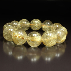 【豪華数珠】１９ミリ 一点物 ゴールドルチル ブレスレット 金針水晶 １０７ｇ ＰＧＲ７ ギフトセット 作品動画あり 1枚目の画像