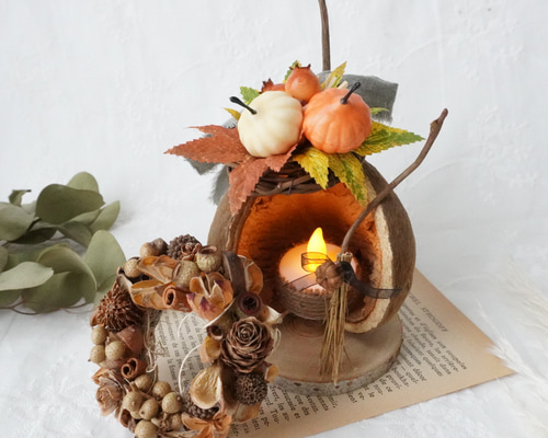 幸せを呼ぶブッダナッツ☆ハロウィン秋のライトアレンジ アート