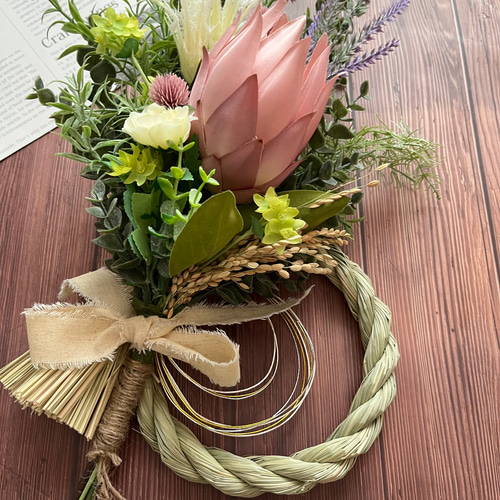 ★2024年◇しめ縄リース◇ワインカラー◇ナチュラル ☆2024年◇しめ縄リース◇ワインカラー◇ナチュラル