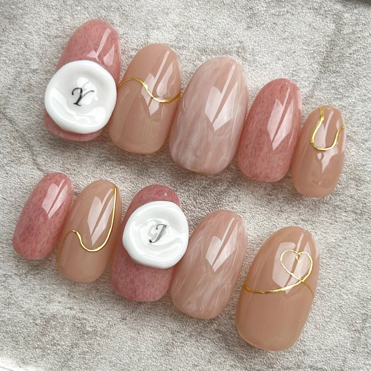 送料無料】秋冬イニシャルシーリングスタンプネイル/ニットネイル/秋