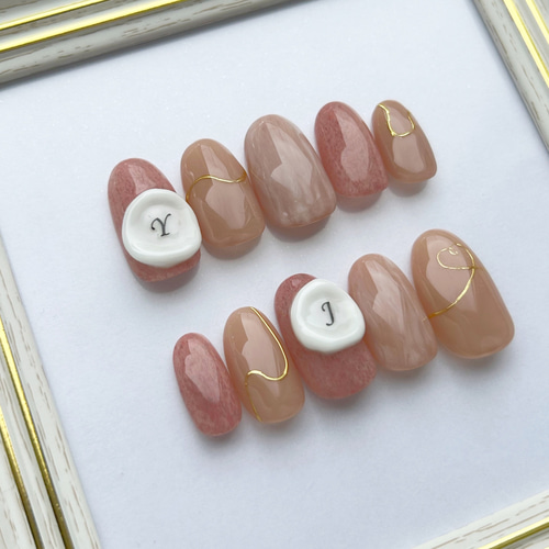 ネイルチップ シーリング スタンプ ニュアンス ホロ ゴールド シアーPink・ニュアンスグリッターネイル- ネイルチップ専門店