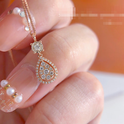 天然ダイヤモンド付きアクアマリンペンダントトップk18 ペンダント