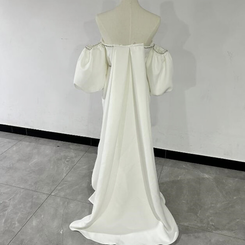 マント ベアトップ マーメイドライン パーティードレス 色直し 拳式  