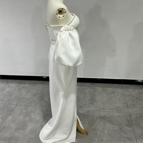 マント ベアトップ マーメイドライン パーティードレス 色直し 拳式  