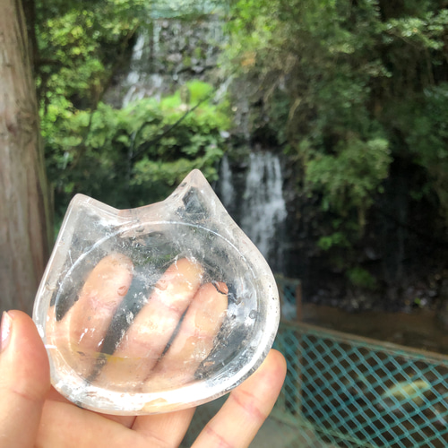 天然水晶ねこちゃんディッシュ（皿）☆178g！☆アクセサリー入れ