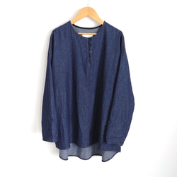 再販！× 8  やわらかなワンウォッシュデニムのシャツトップ  indigo blue 12枚目の画像