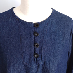 再販！× 8  やわらかなワンウォッシュデニムのシャツトップ  indigo blue 10枚目の画像