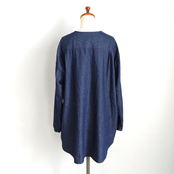 再販！× 8  やわらかなワンウォッシュデニムのシャツトップ  indigo blue 8枚目の画像