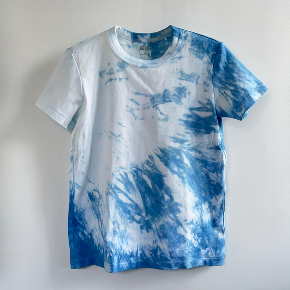藍染クルーネックTシャツ・閃（半袖レディースM） 1枚目の画像
