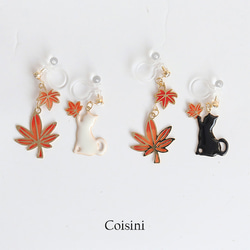 NO.443 ピアス　イヤリング　チャーム　レジンぐでねこ　紅葉 NO.443 ピアス イヤリング チャーム レジンぐでねこ 紅葉 NO.443