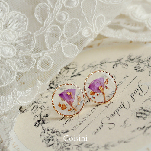 ドライフラワーピアス レジンピアス クリアピアス 勿忘草 silver925