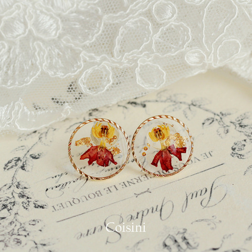 ドライフラワーピアス レジンピアス クリアピアス 勿忘草 silver925