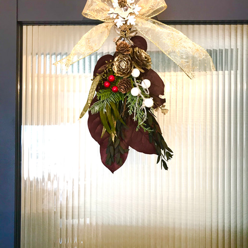 深紅のクリスマススワッグ⭐︎クリスマスお正月2way!リボン 深紅のクリスマススワッグ⭐︎クリスマスお正月2way!リボン