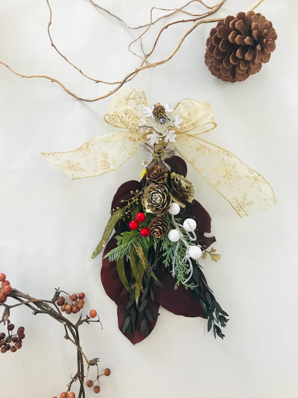 深紅のクリスマススワッグ⭐︎クリスマスお正月2way!リボン