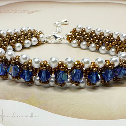 Pearl and Bicone Bracelet 復古氣質珍珠手鍊 菱珠手鍊 軟鐲 Y2K 第1張的照片