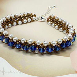 Pearl and Bicone Bracelet 復古氣質珍珠手鍊 菱珠手鍊 軟鐲 Y2K 第2張的照片