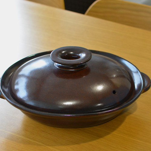 かなえ だえん土鍋ブラウン 萬古焼／オーバル鍋／0006173 鍋・土鍋