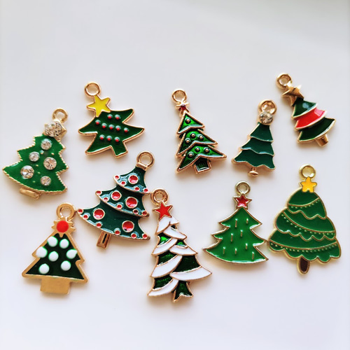 ♪Xmas♪ クリスマスツリー いろいろ10種類セット XS65 チャーム petit