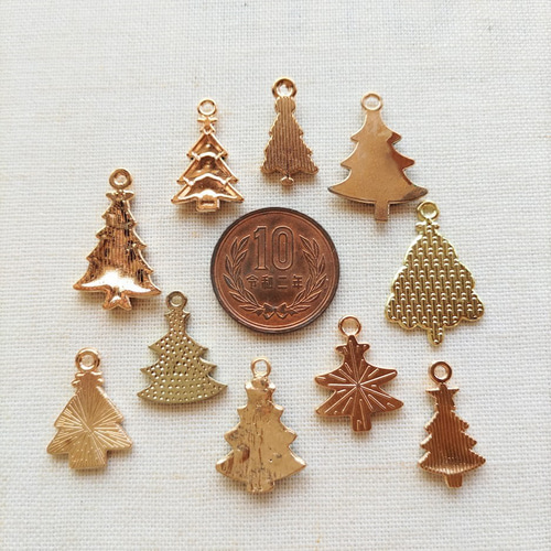 ♪Xmas♪ クリスマスツリー いろいろ10種類セット XS65 チャーム petit