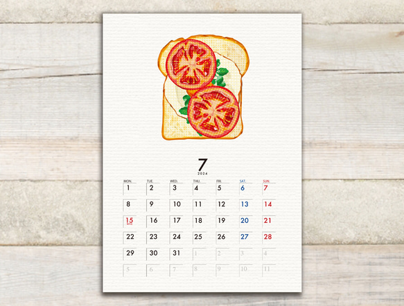 トマトのカレンダー2024【4月始まりA5サイズ】 7枚目の画像