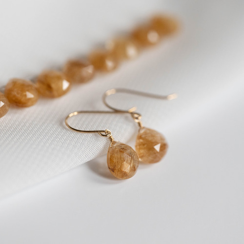 ゴールドルチルクォーツM マロン ピアス ピアス（フック・チェーン