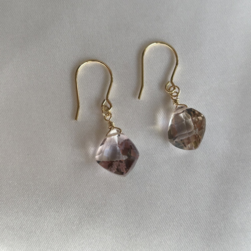 ラフカット アメトリン 一粒 シンプル ピアス 14kgf 14KGF ラフロック アメトリン ピアス ピアス（フック・チェーン