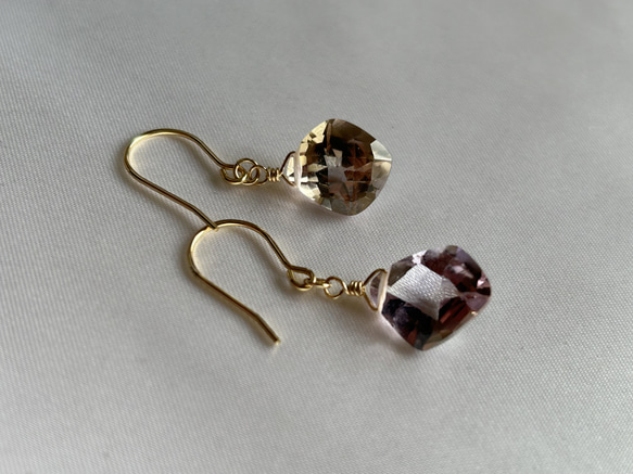 14KGF ラフロック アメトリン ピアス ピアス（フック・チェーン