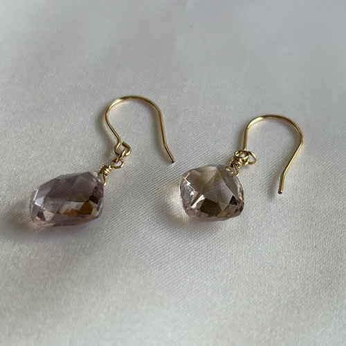 ラフカット アメトリン 一粒 シンプル ミニ フック ピアス 14kgf 14KGF ラフロック アメトリン ピアス ピアス（フック・チェーン