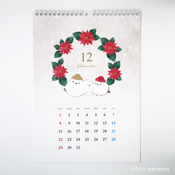◆SALE◆ 2024年 壁掛けカレンダー「シマエナガと季節のお花デザイン」（A4サイズ） 15枚目の画像