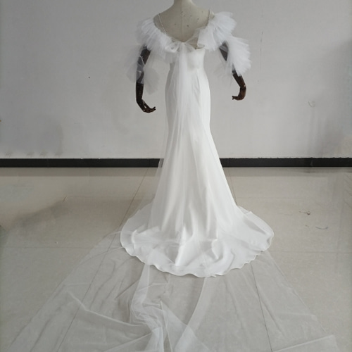 ウェディングドレス ホワイト 人気上昇！キャミソール ショール パール  