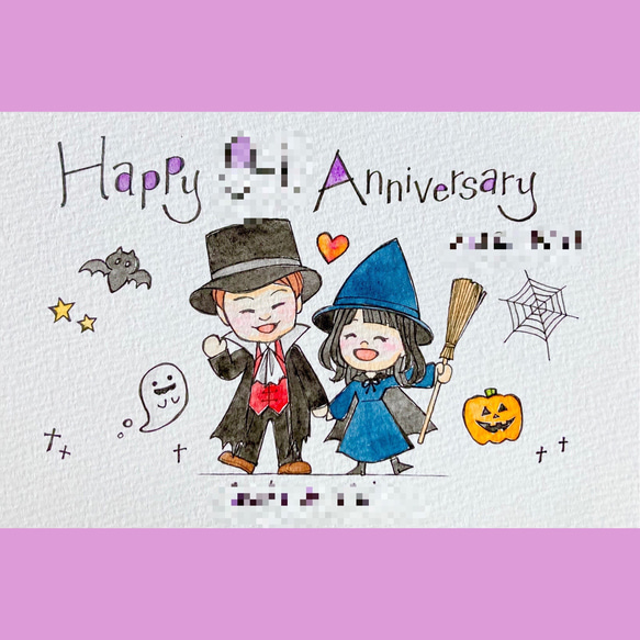 似顔絵 似顔絵オーダー 似顔絵イラスト ハロウィン 記念日 プチギフト 1枚目の画像