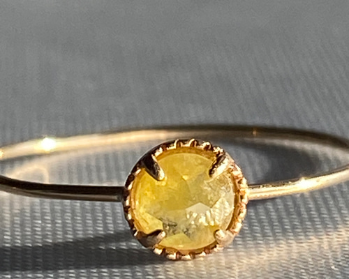 菜の花色 天然石イエローダイヤモンド ＃K10ゴールドリング 指輪
