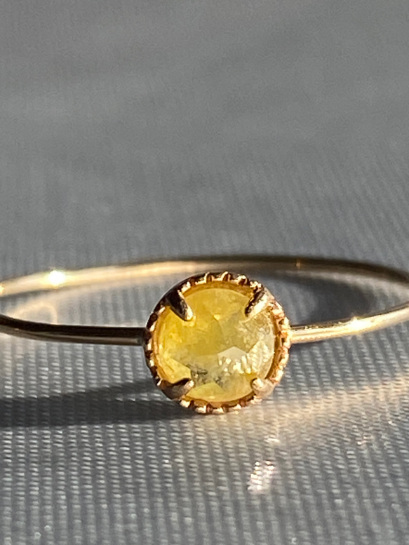 菜の花色 天然石イエローダイヤモンド ＃K10ゴールドリング 指輪