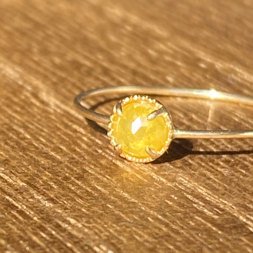 菜の花色 天然石イエローダイヤモンド ＃K10ゴールドリング 指輪