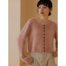 ピンクモヘアセーター　ウール混紡ニットセーター　ショートセーター　フリーサイズ　#328 2枚目の画像